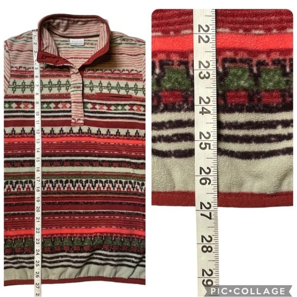 Columbia Outdoor Tribal Southwestern Print Cozy Fleece 1/4 Snap Pullover - Sz M - Picture 14 of 15
